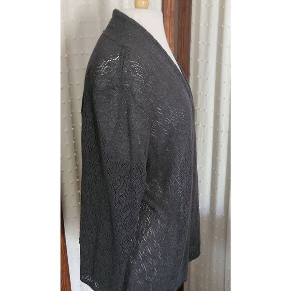 C37 Alfred Dunner gray open front cardigan - Picture 3 of 7